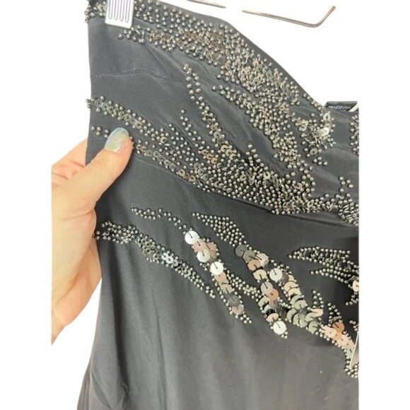 Sheri Bodell  Silk Sequin Strapless NYE Dress Black Size Small New With Tags - Picture 3 of 9